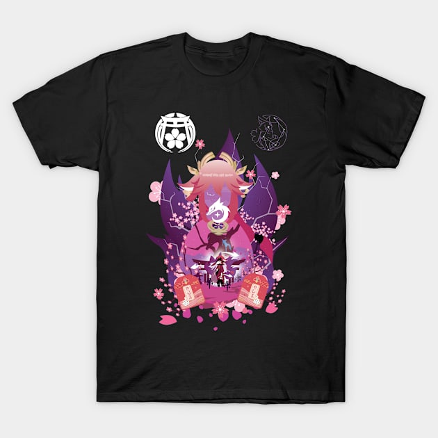 Yae Miko Negative Space T-Shirt by SwensonaDesigns